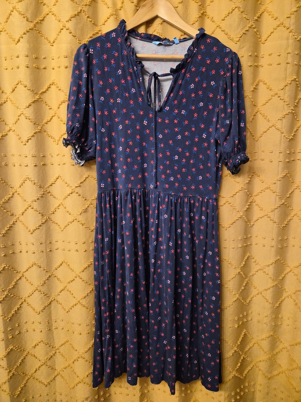 Draper James Navy Dress with Pink Floral Print